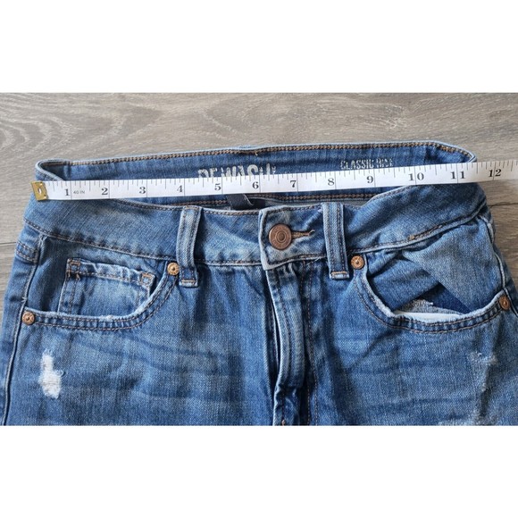 American Original Rewash #bemore Distressed Blue Jeans Size 3/26 - Picture 8 of 11